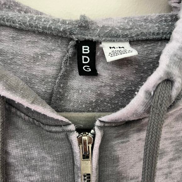 BDG Distressed looking Grunge / y2k Gray and Lavender Bonfire Zip Up Hoodie, M - Picture 3 of 4
